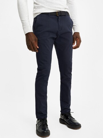 Coupe slim Pantalon chino WE Fashion en bleu : devant