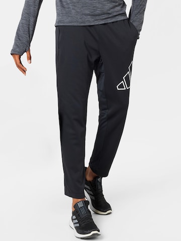 ADIDAS PERFORMANCE Regular Workout Pants 'Train Icons 3-Bar ' in Black: front
