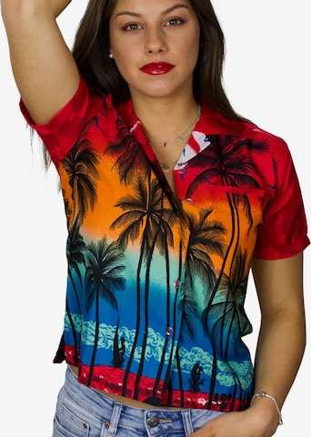 King Kameha Blouse 'Beach' in Red: front