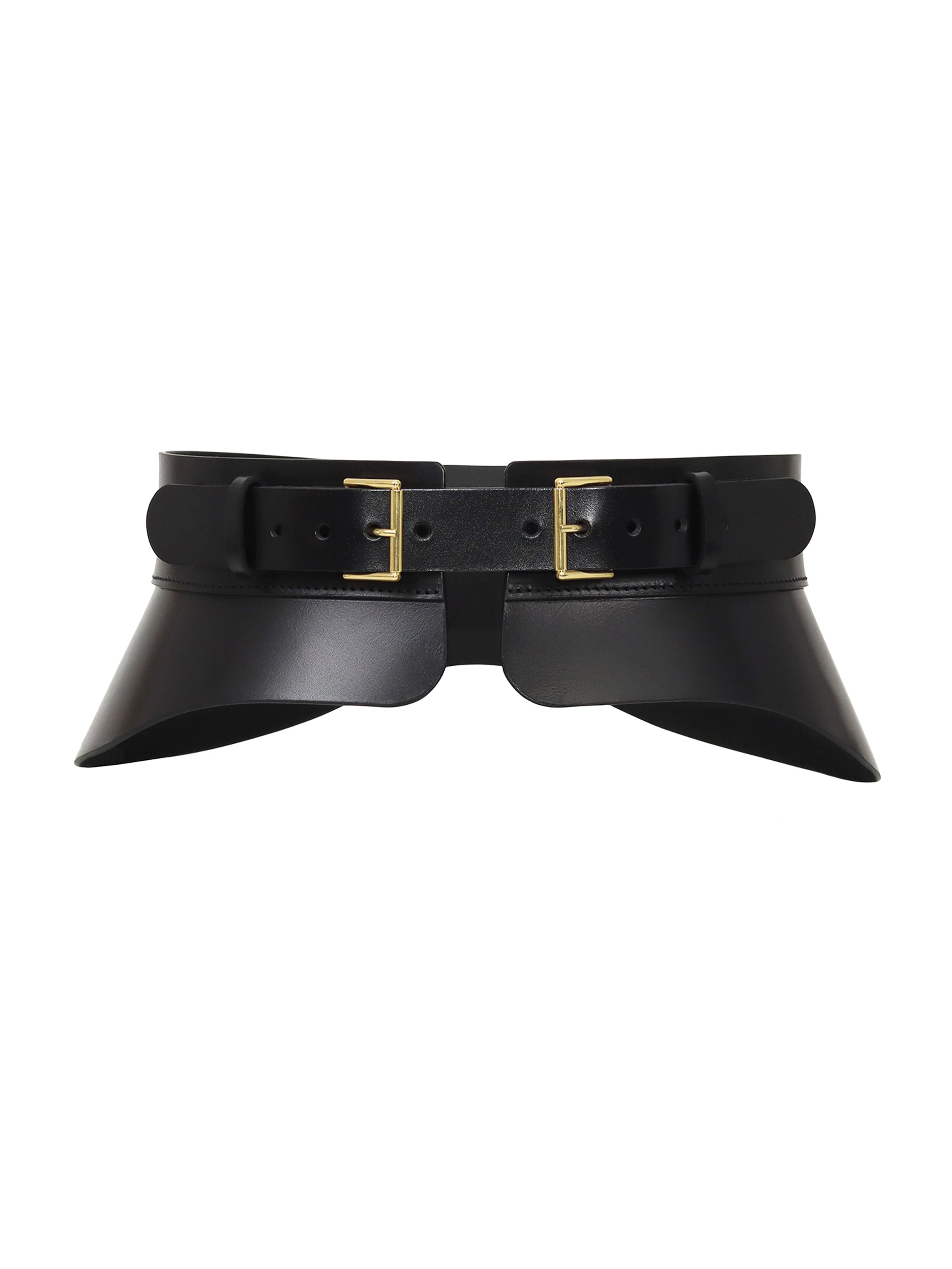 Haute Cuir - Cinturón 'Crescent Peplum Belt' en negro: frente