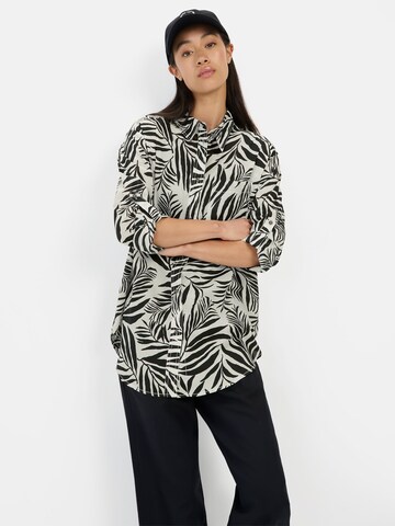CAMEL ACTIVE Hemdbluse mit Blumenprint aus Baumwolle in Schwarz