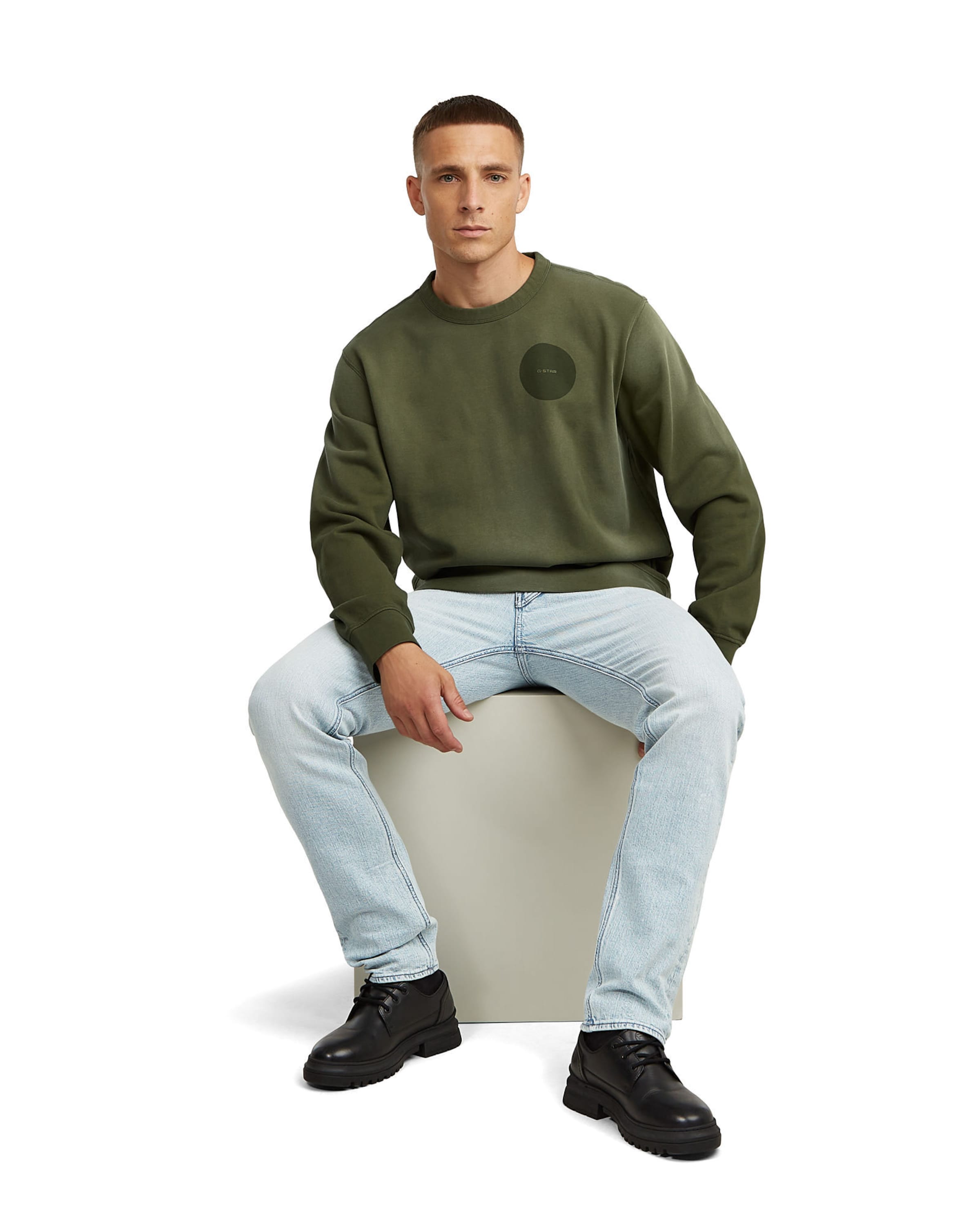 G-STAR Sweater - 'Sunfaded Sweater' in Grün