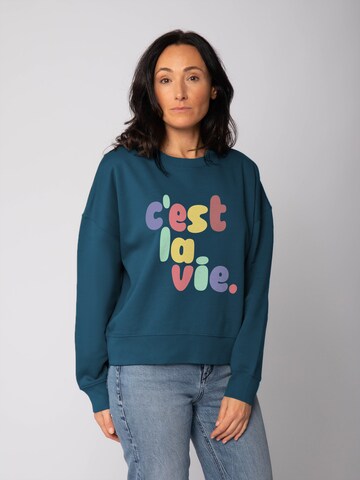 Sweat-shirt 'C'est la vie ' Watapparel en vert : devant