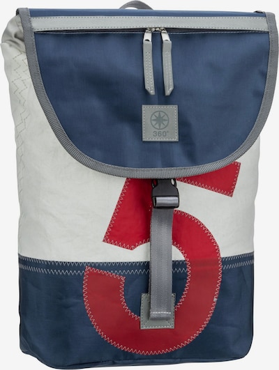 360 Grad Rucksack in blau / rot / weiß, Produktansicht