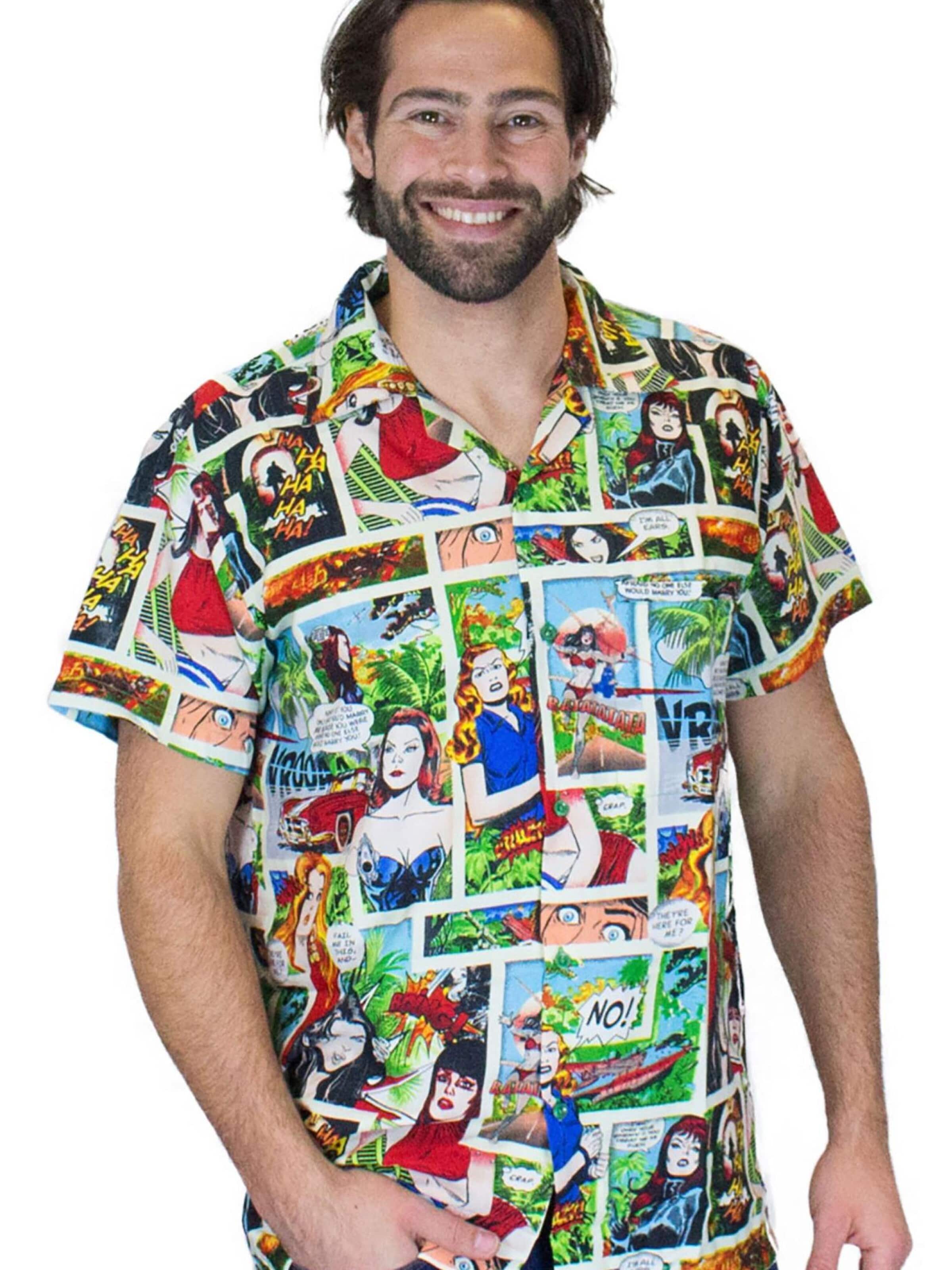 King Kameha Shirt 'Comic' in Gemengde kleuren: voorkant
