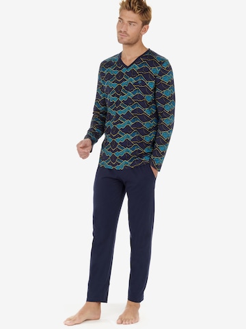 HOM Long Pajamas ' Lino ' in Blue: front