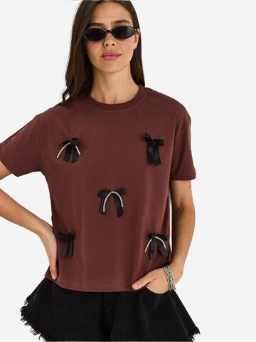 T-shirt Bianco Lucci en marron