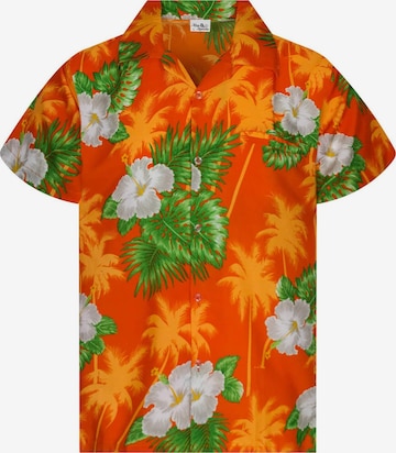King Kameha Hemd 'Small Flower' in Orange: Vorderseite