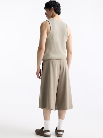 Pull&Bear Wide leg Pleat-front trousers in Grey