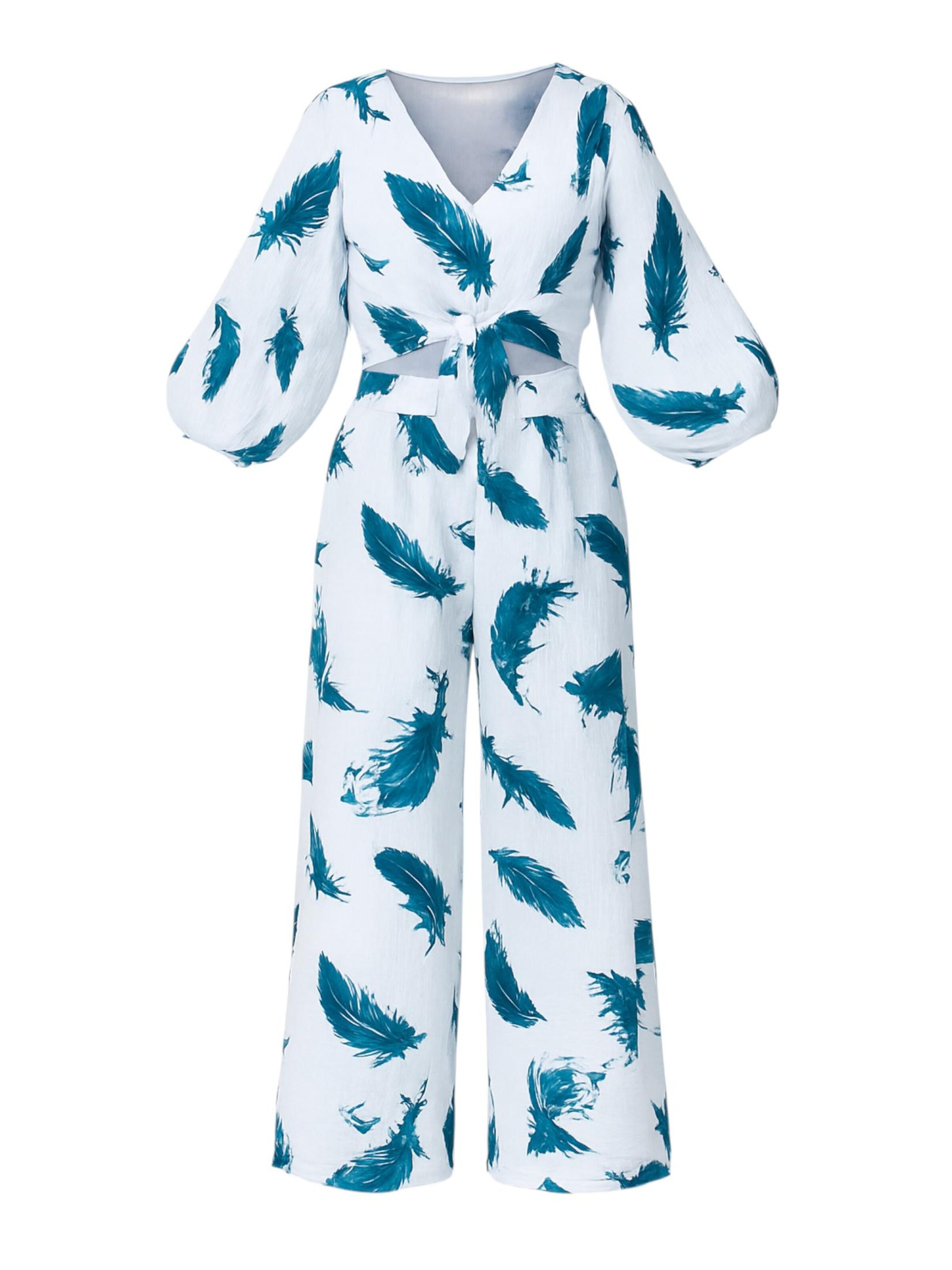 WENOR - Traje para estar en casa 'FLOWSET' en verde: frente