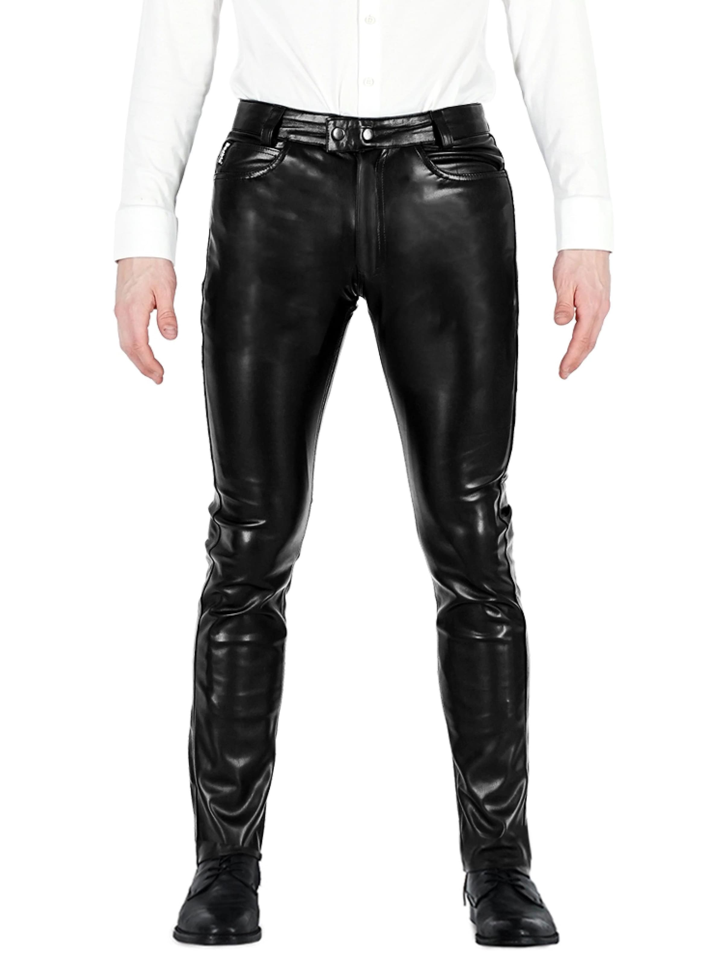 BOCKLE Skinny Pants 'Bockle® NEW FAUX STRETCH NO ASS POCKET LEATHER' in Black: front