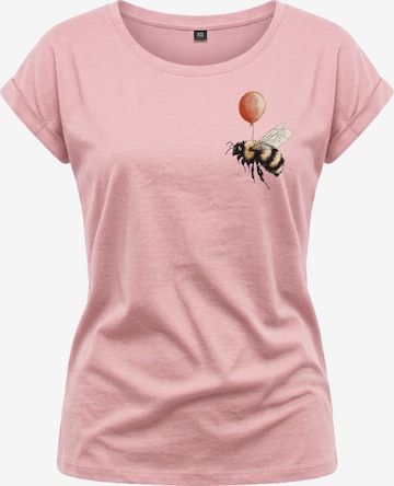 MAKAYA Shirt 'Flughilfe' in Pink: Vorderseite