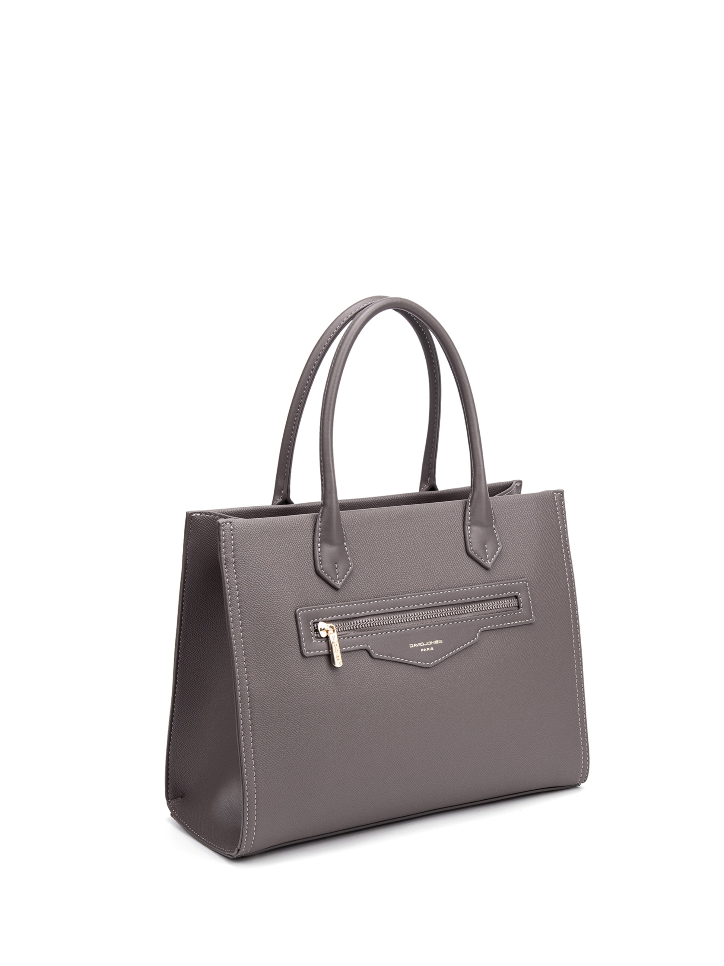Borsa a mano 'Borsa a Mano Donna Vegan Leather con Zip e Tracolla Rimovibile - David Jones' di David Jones in grigio