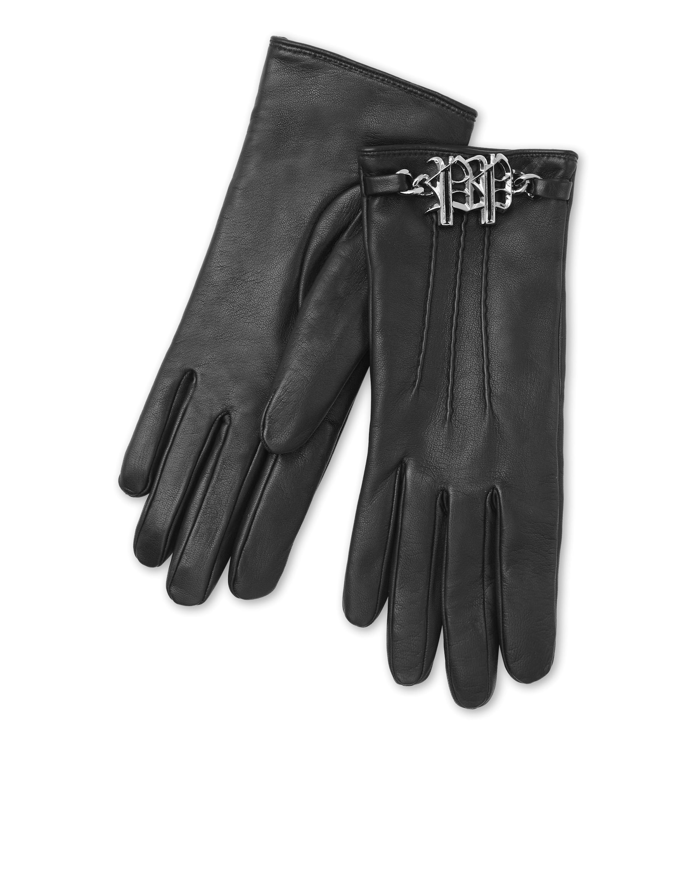 Philipp Plein - Luvas com dedos 'Gothic' em preto: frente