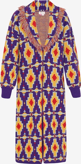 Ilgas kardiganas iš IZIA, spalva – pastelinė mėlyna / geltona / purpurinė / raudona, Prekių apžvalga