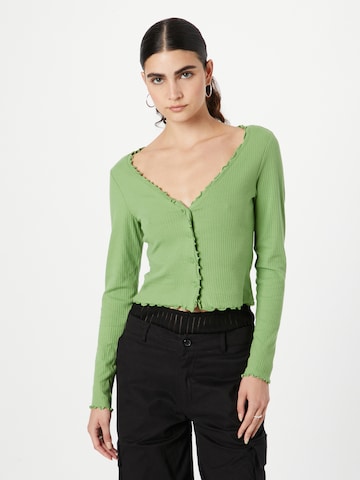 Monki Knit Cardigan in Green: front