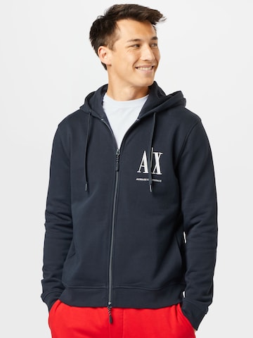 ARMANI EXCHANGE Regular fit Zip-Up Hoodie in Blue: front