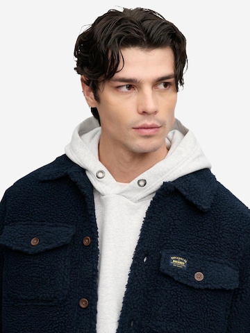 Superdry Fleece jas 'Retro Fleece Overshirt SDM4011190A' in Blauw