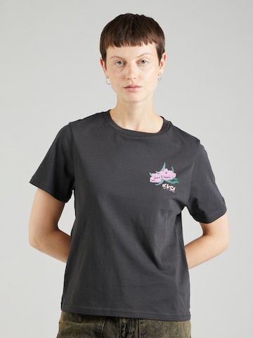 Tricou 'WILDFLOWER' de la RVCA pe negru: față