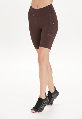 ENDURANCE Skinny Workout Pants 'Thadea' in Brown: front