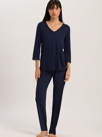 Hanro Pyjama ' Rosa ' in Blauw: voorkant