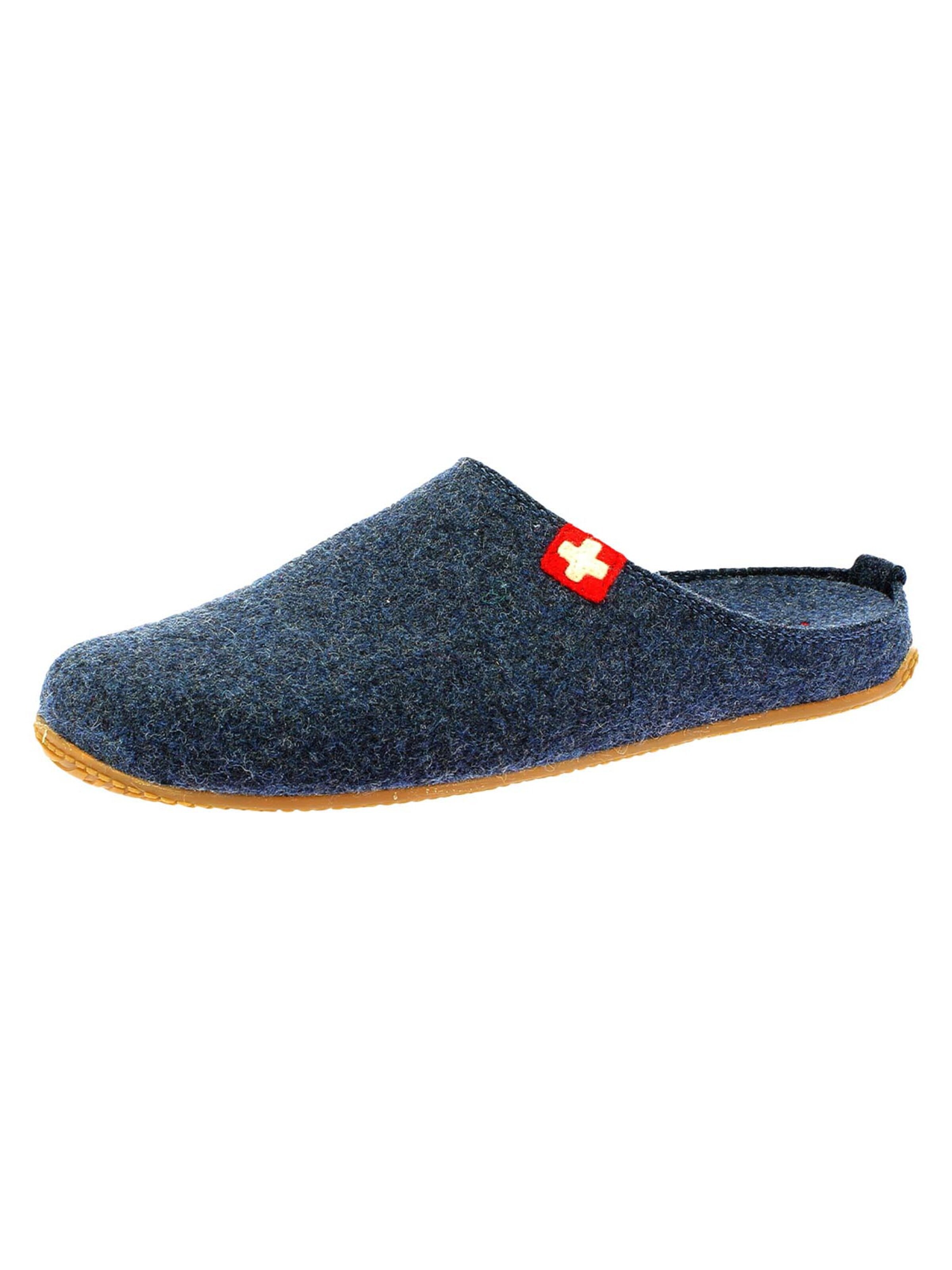 Living Kitzbühel Huisschoenen 'Filz - Schweizer Kreuz' in Blauw: voorkant