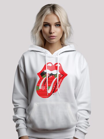 F4NT4STIC Zip-Up Hoodie 'The Rolling Stones' in White: front