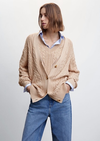 MANGO Cardigan 'Diagonal' i brun: forside