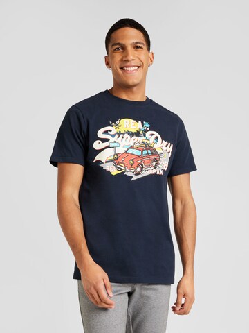 T-Shirt Superdry en bleu : devant