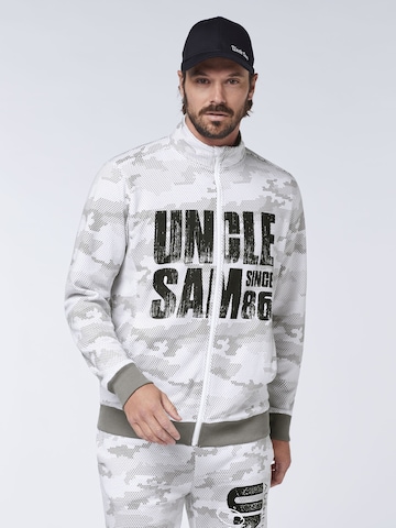 UNCLE SAM Zip-Up Hoodie in White