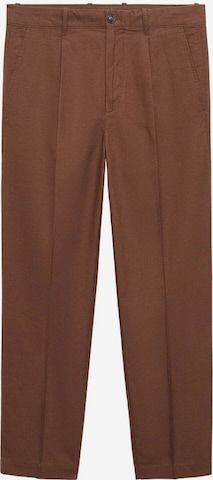 MANGO MAN Regular Pleated Pants 'Ennio' in Brown: front