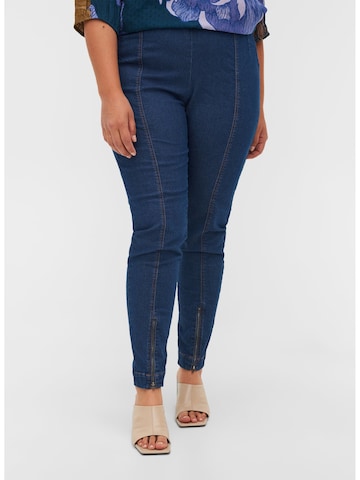 Skinny Jeggings Zizzi en bleu : devant