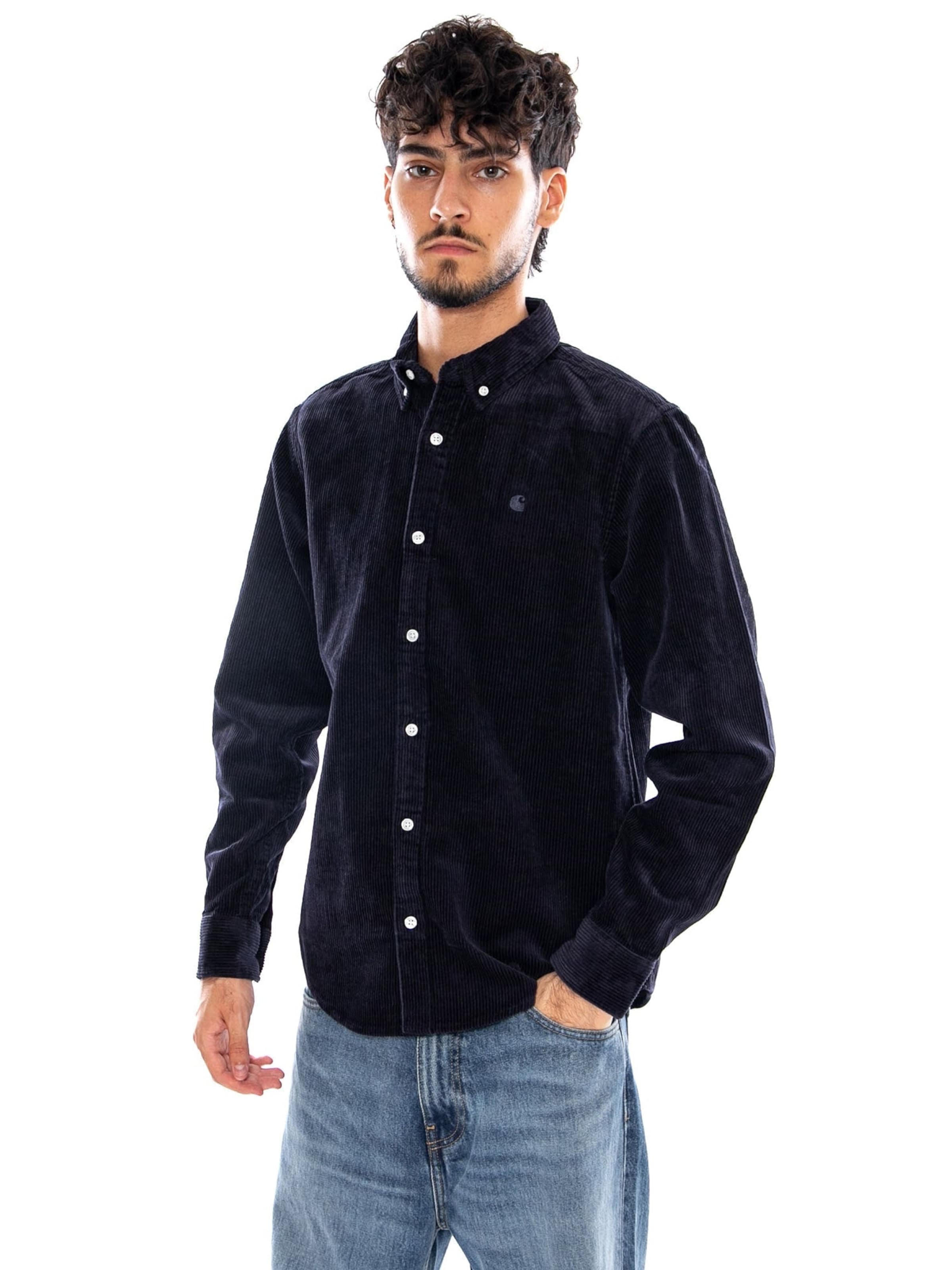 Carhartt WIP Comfort fit Overhemd 'L/S MADISON CORD SHIRT DARK NAVY' in Blauw