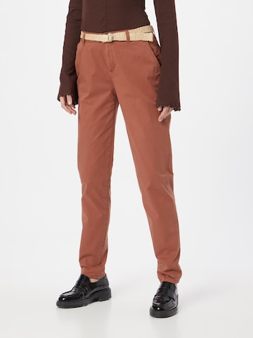 ESPRIT - Slimfit Pantalón chino en marrón: frente