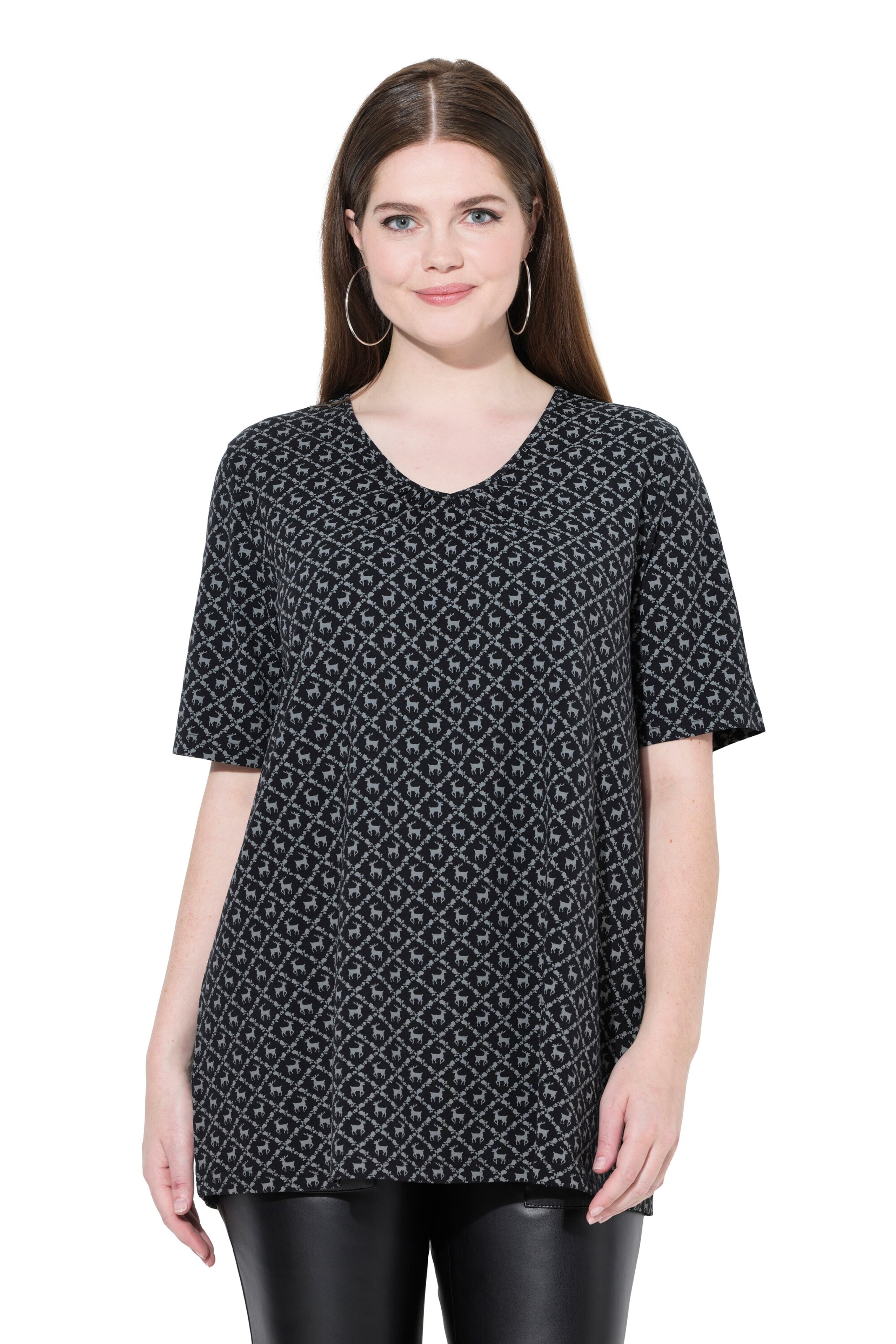 T-shirt Ulla Popken en noir : devant