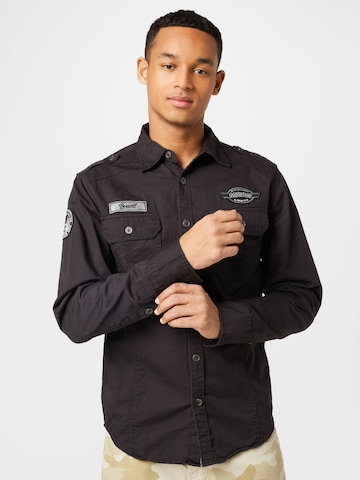 Brandit Regular fit Button Up Shirt 'Luis' in Grey: front