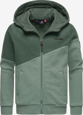 Ragwear Zip-Up Hoodie in Green: front