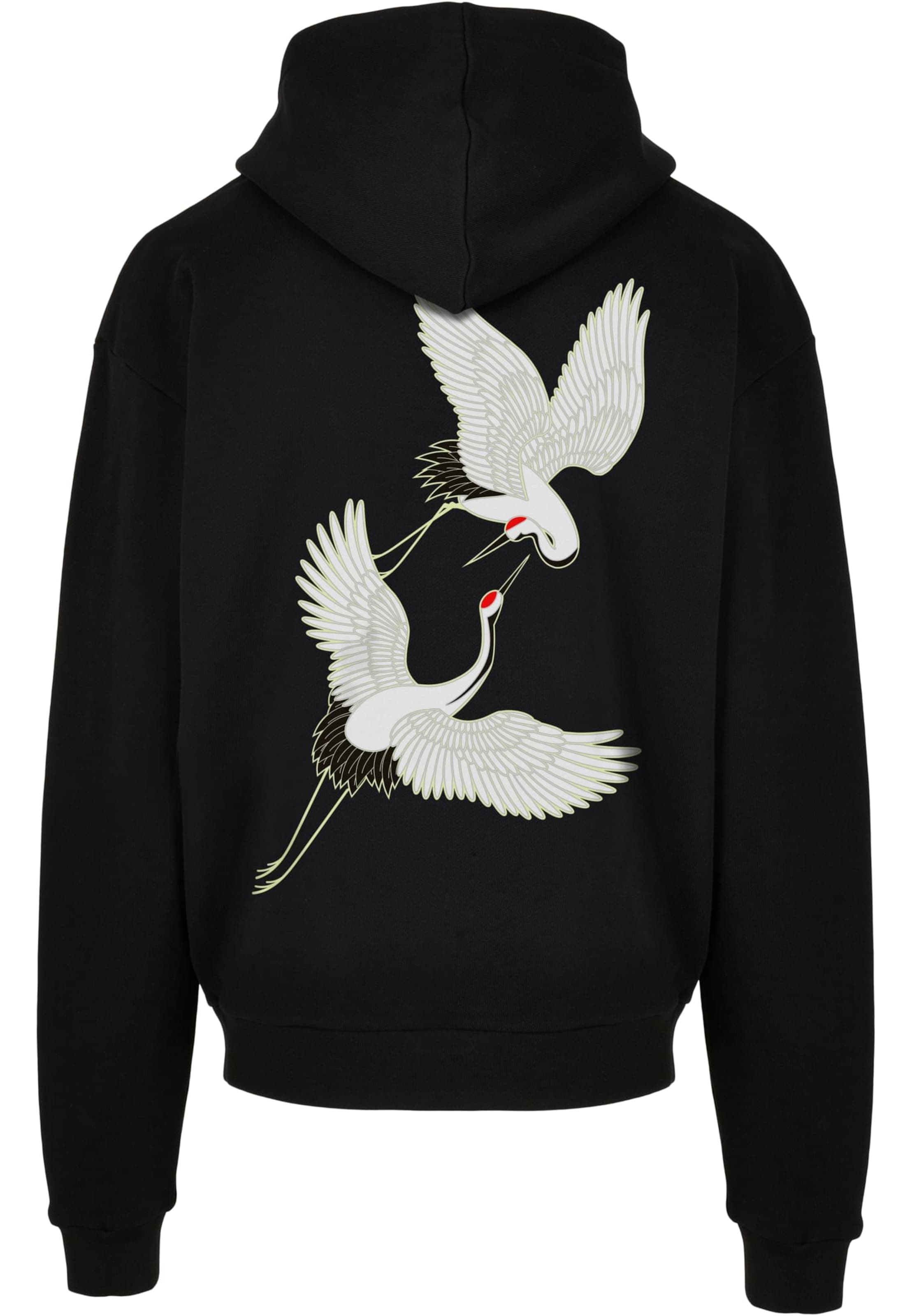 Bluză de molton 'Fortune Cranes' de la MT Upscale pe negru