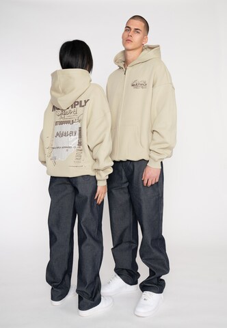 Multiply Apparel Sweat jacket 'BULLETIN' in Beige