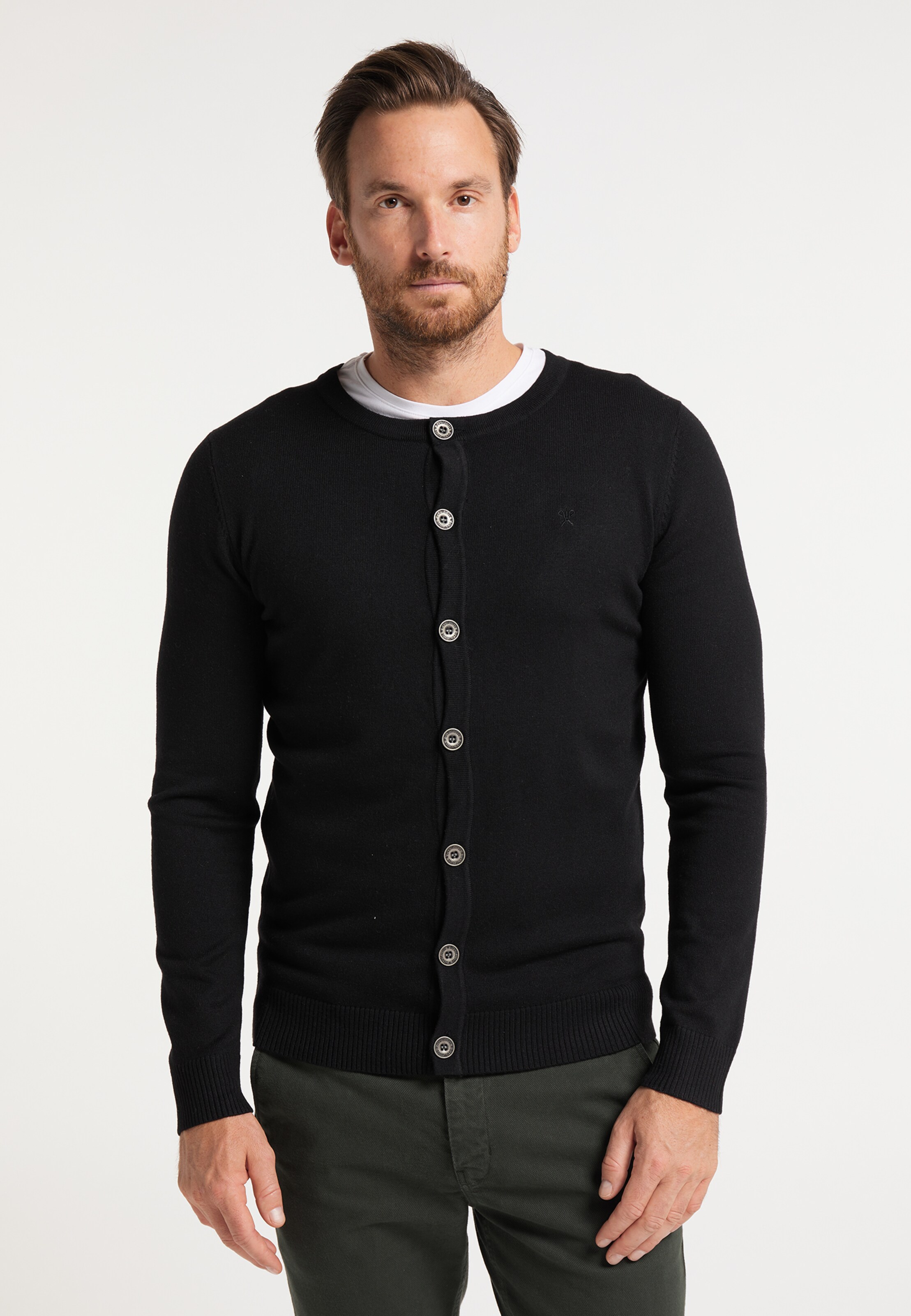 Männer Pullover & Strick DreiMaster Klassik Strickjacke in Schwarz - GR45487 Männer Pullover & Strick DreiMaster Klassik Strickjacke in Schwarz - GR45487