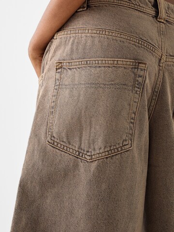 Bershka Wide Leg Shorts in Beige