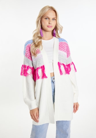 IZIA Knit cardigan 'Eyota' in White: front