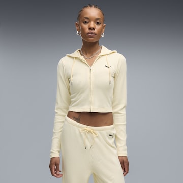PUMA Knit cardigan 'Essentials' in Yellow: front