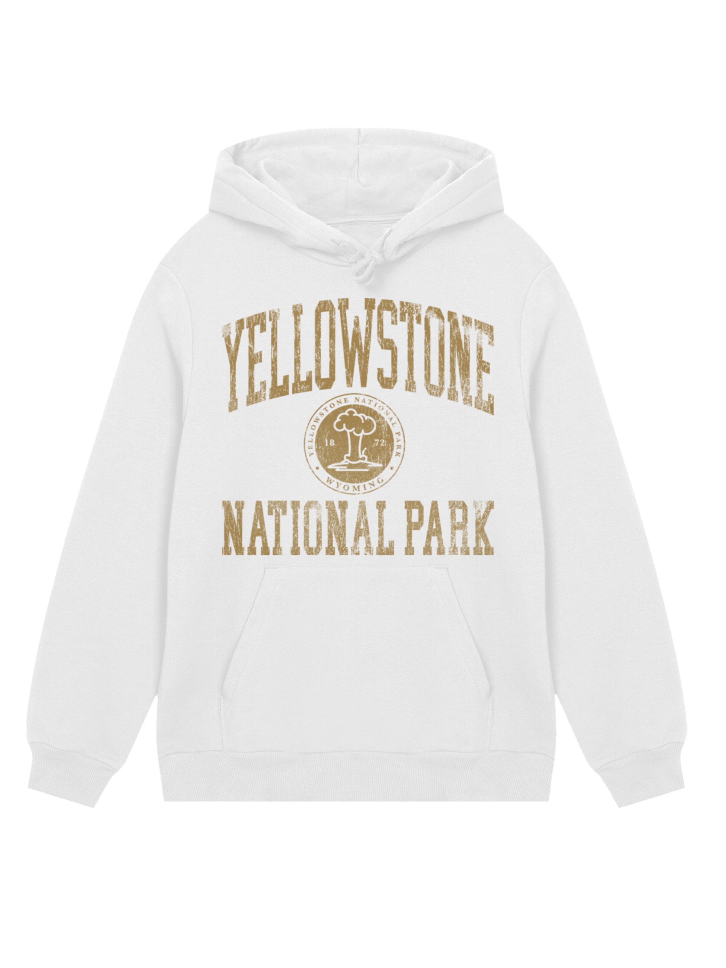 F4NT4STIC Sweatshirt 'US National Parks Yellowstone Wyoming' in White: front