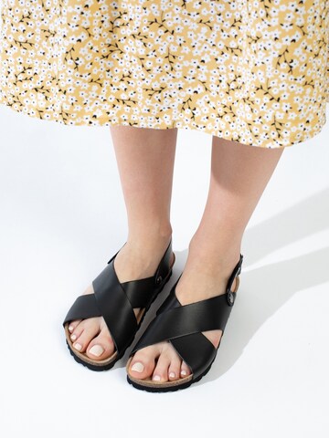 Bayton Sandals 'Tweed' in Black