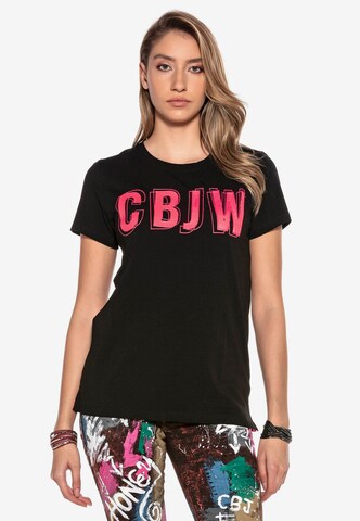 CIPO & BAXX Shirt 'CBJW Neon' in Zwart: voorkant