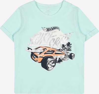 NAME IT Shirt 'MANDRO' in de kleur Turquoise / Lichtgrijs / Oranje / Zwart, Productweergave