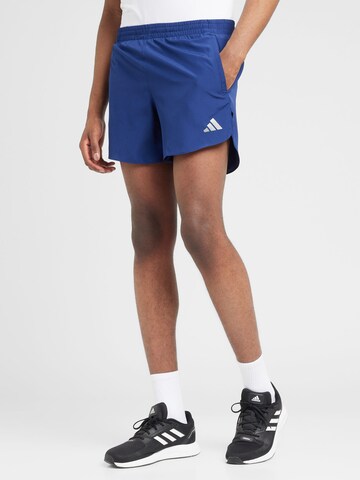 mėlyna ADIDAS PERFORMANCE Laisvas Sportinės kelnės 'RUN IT': priekis
