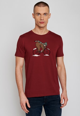 GREENBOMB Shirt 'Animal Sloth Ice' in Rood: voorkant