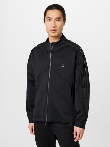 ADIDAS SPORTSWEAR Athletic Zip-Up Hoodie 'Tiro Suit-Up Advanced' in Black: front